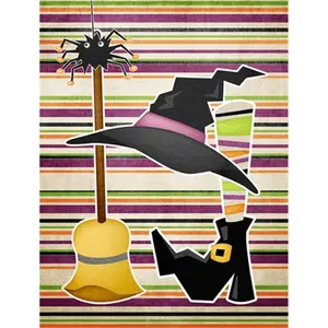 Carolines Treasures  11 x 15 in. Witch Costume And Broom On Stripes Halloween Flag Garden Size