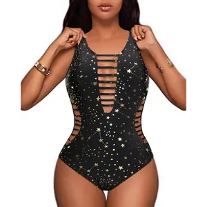 Aqua Eve Women Sexy One Piece Swimsuits Plunge Deep V Neck Cutout Bathing Suits Swimwear mrs netta