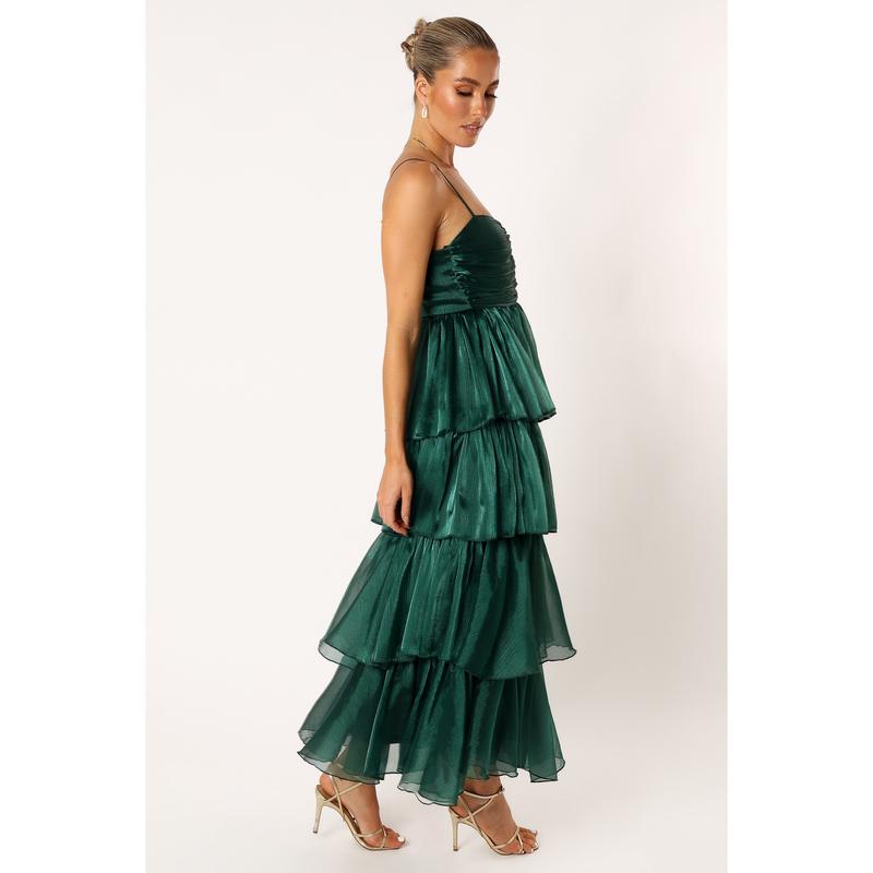 Jace Tiered Maxi Dress - Shimmer Emerald
