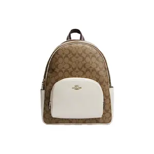 COACH Leather and PVC Two-Tone Backpack for Women in White and Brown Monogram