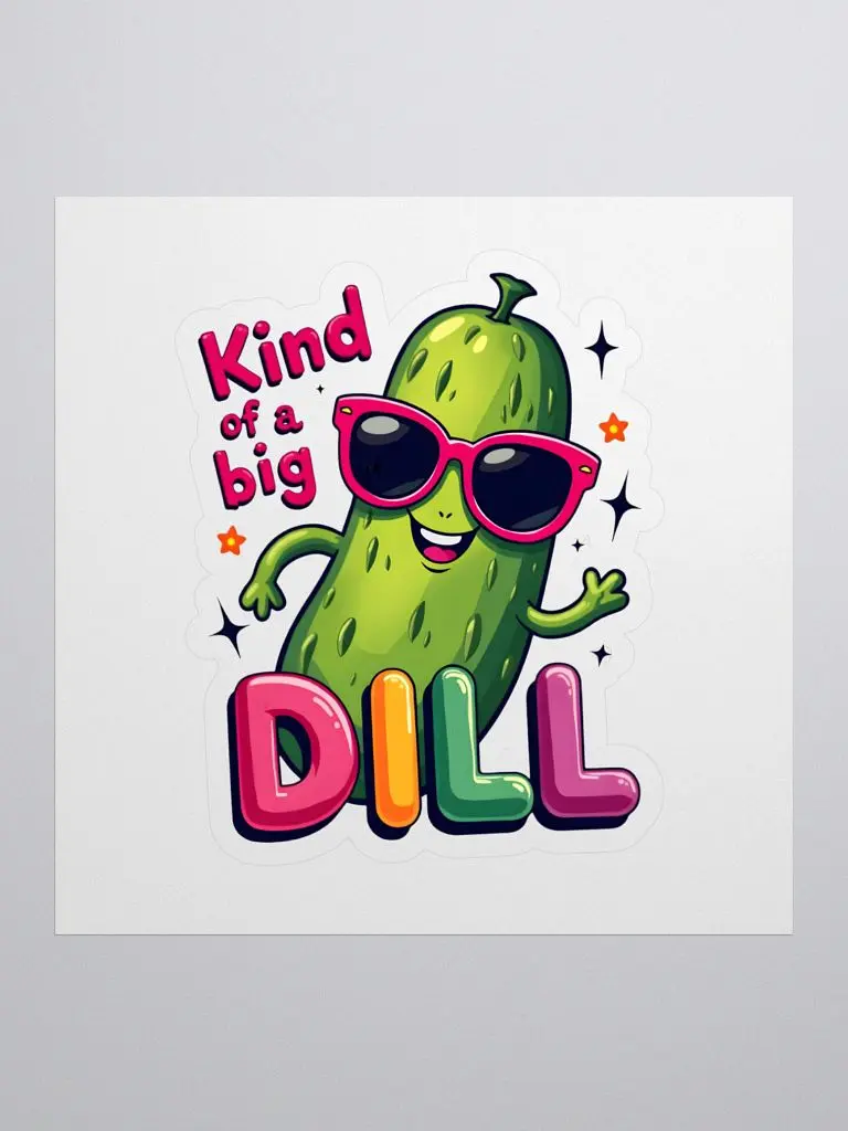 I'm a Big Dill Sticker - Funny Pickle Pun Die-Cut Sticker for Laptops, Water Bottles &amp; More