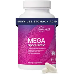 Microbiome Labs MegaSporeBiotic Probiotics for Women & Men - Spore-Based Probiotic for Gut Health & Digestive Support - Shelf-Stable, Travel-Friendly, Mens & Womens Probiotics (60 Capsules)