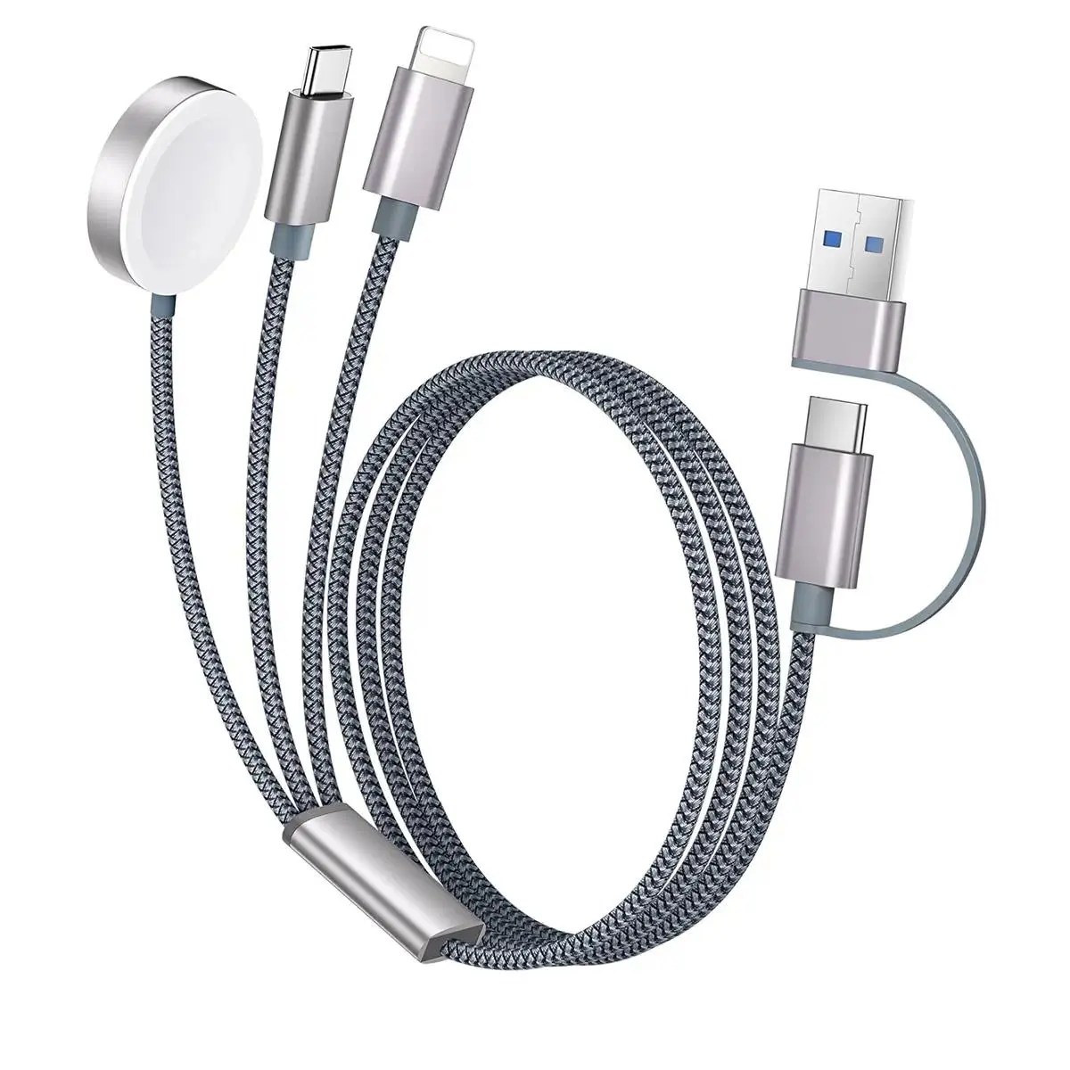 3-in-2 USB-C Charging Cable Compatible with Apple Watch, iPhone & AirPods, Portable Fast Charger for Travel and Daily Use