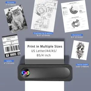 Wireless Portable A4 Printer Inkless Bluetooth Printer for Home Office Business Travel pho memo