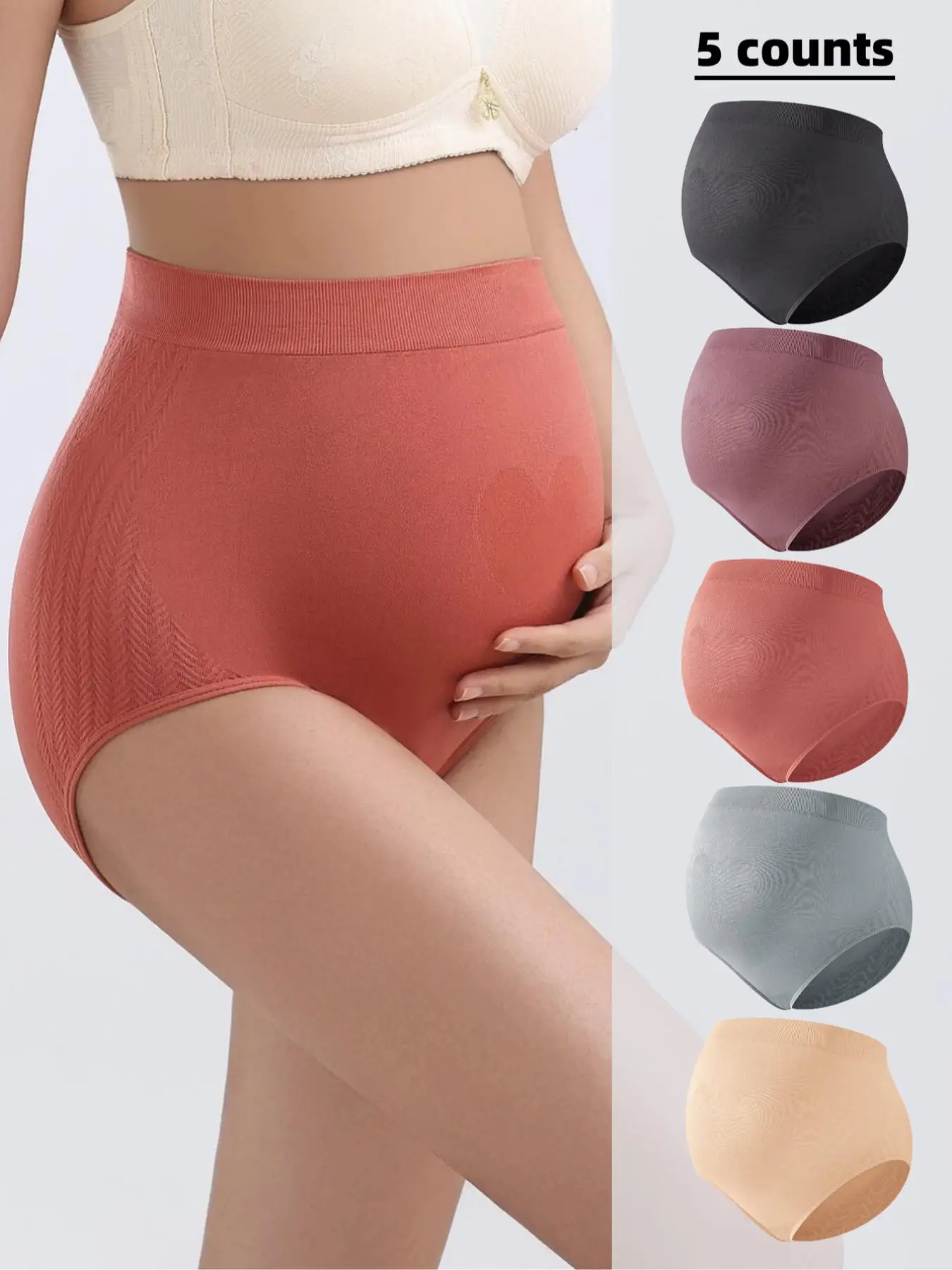 Maternity Solid Color High Waist Panty, Soft Comfy Breathable Seamless Pregnancy Knicker for Daily Wear, Maternity Underwear for All Seasons
