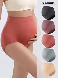 maternity solid color high waist panty, soft comfy breathable seamless pregnancy knicker for daily wear, maternity underwear for all seasons, women's clothing, maternity prenatal clothing, underwear women, maternity supplies, maternity clothes