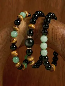 3PCS Money Magnet Bracelet Set for Men, Tiger Eye Green Aventurine Hematite, Wealth Attracting Crystal Bracelets for Prosperity & Financial Success, Luck Bracelet, Positive Energy Bracelet, Beaded Bracelet, Adjustable Bracelet, Natural Crystal Bracelet