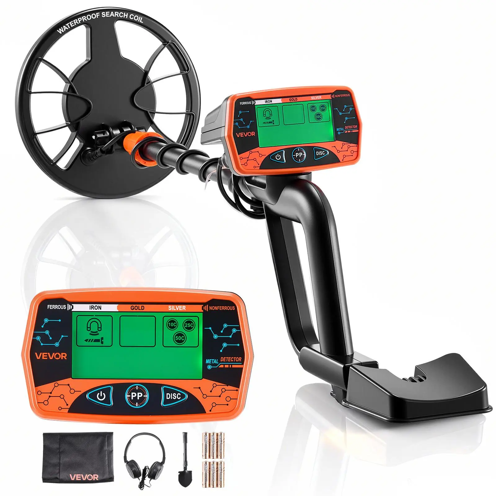 【summerfinds】VEVOR Professional High-Accuracy Metal Detector for Adults8" IP68 Waterproof Search CoilPortable Handheld Detector with Display & Headphones3 ModesAdjustable Lengthfor Gold Treasure HuntingHandheld Metal Detector