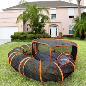 Outdoor Cat Enclosures for Indoor Cats with Tunnel, Portable Catio & Cat Playpen Tent for Outside - Orange Enclosed Pet Tent for Cats, Rabbit, Puppy & Small Animals