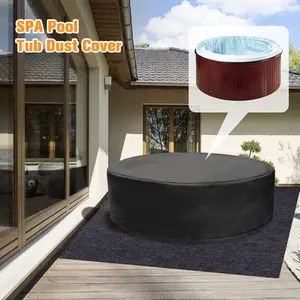 1pc Black Outdoor Spa & Pool Cover, Elastic Fasteners, Durable Polyester Fabric for Circular Bathtubs, Deck Railings, and Patio Furniture, Pool Dust Cover | Snug Fit Cover | Elastic Secure Fit