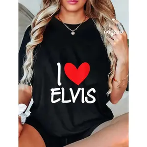100% Cotton Womens I Love Elvis Name Personalized Men Guy BFF Friend Heart T-Shirt