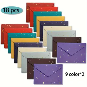 18-Pack Vintage Triangular Kraft Envelopes, 9 Color Designs, 4x6 Inches, Accents, Ideal for Cards, Invitations, Postcards