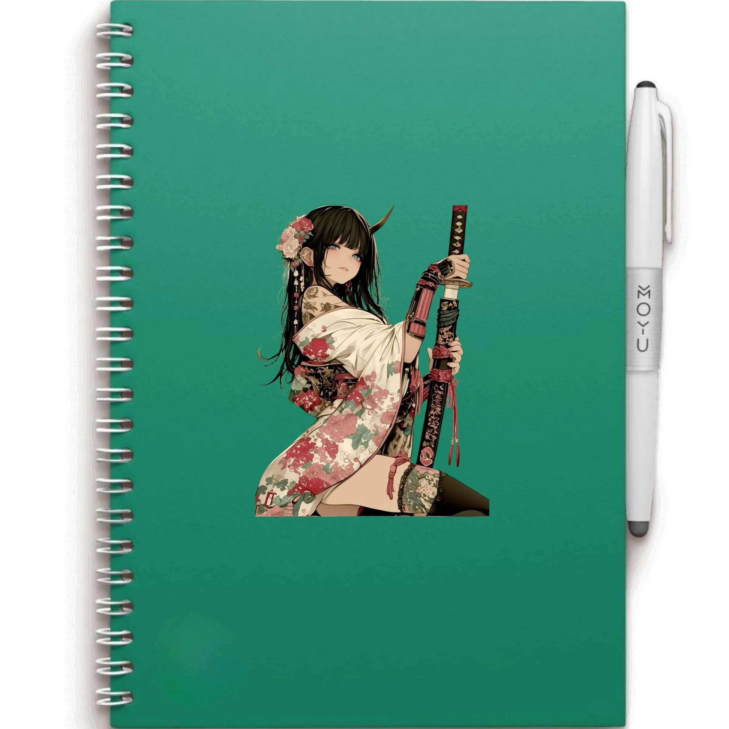 Elegant Oni Kimono Girl Sticker,  Demon Horns, Floral Kimono, Soft Anime Aesthetic Decorations Party