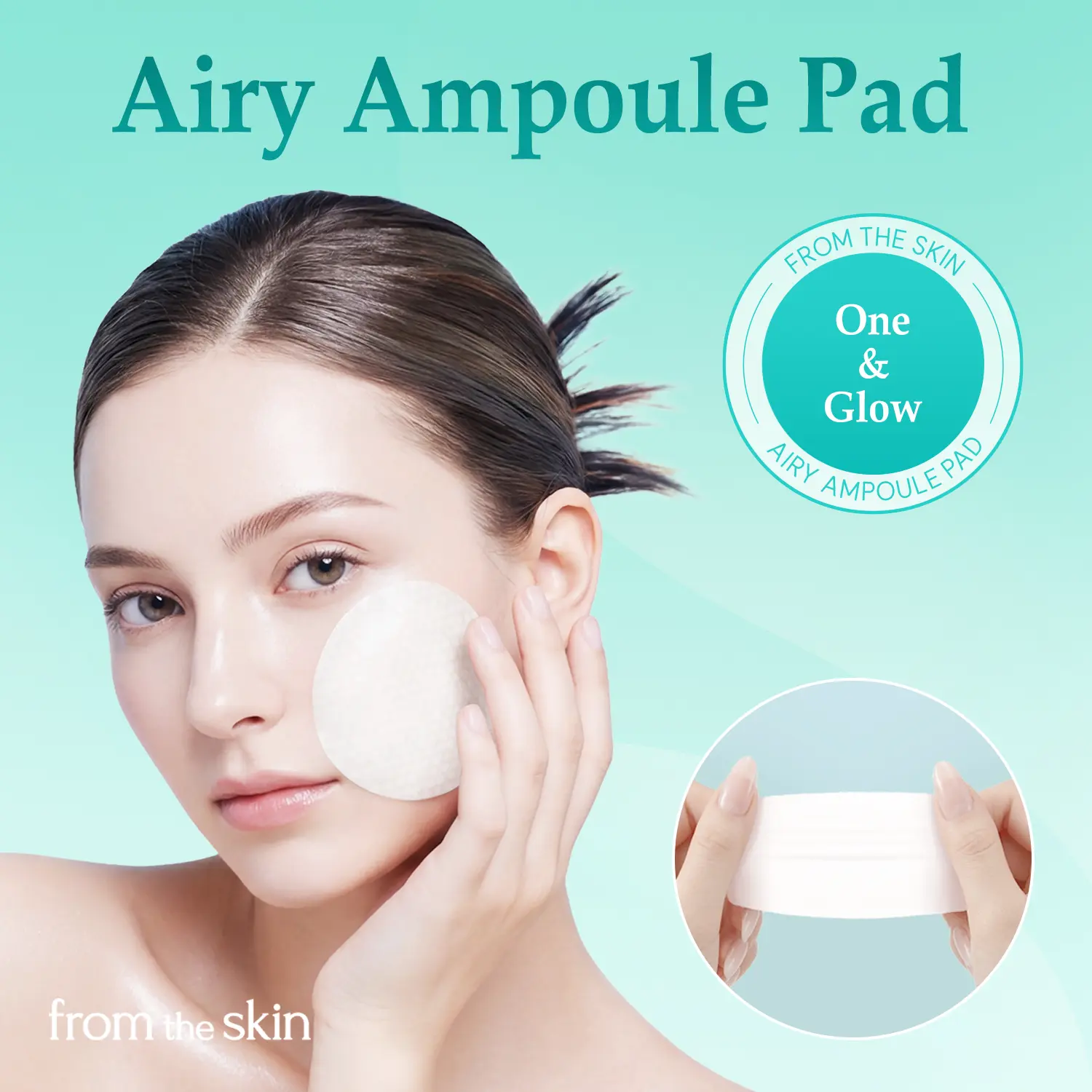 FROM THE SKIN Glutathione Airy Ampoule Pad | Korean Glass Skin | 30,000ppm Glutathione & 700,974ppm Collagen | Brightening & Wrinkle Care | 1.76 fl. oz.
