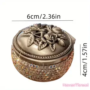 1pc High-End Mini Round Jewelry Box Stud Earrings Ring Necklace Organizer Box Travel Portable Exquisite Small Jewelry Storage Box