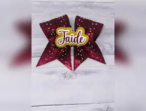 Personalized Maroon Rhinestone Cheer Bow