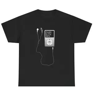 MUSIC TO MY EARS T-Shirt,Black, Short Sleeve, Round Neck, Machine Washable, All-Season Comfort