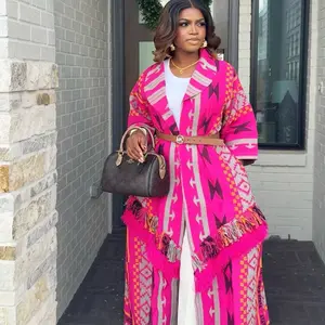 Akwaete Kimono - Bold Print with Fringe Details and Statement Piece for Standout Style