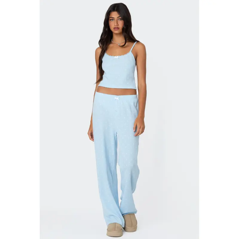 Petal Printed Waffle Pants