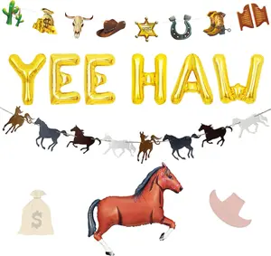 LaVenty Yee Haw Balloons Yee Haw Western Party Western Cowboy Yee Haw Banner Party Decorations Cowgirl Birthday Decoration Cowboy Bachelorette Decoration