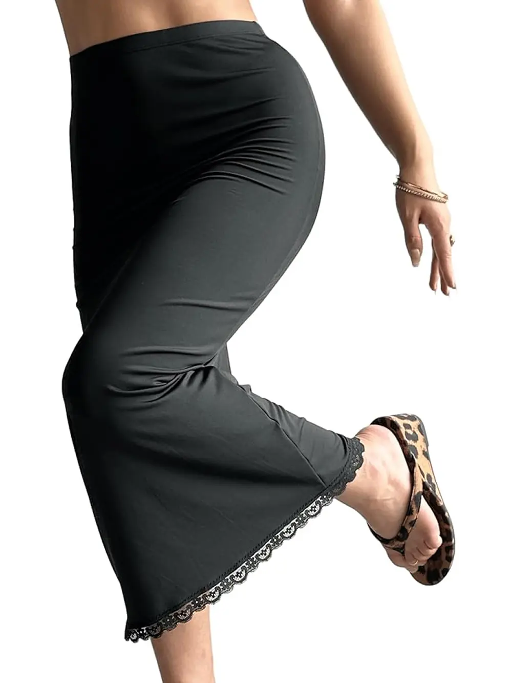 Women's Half Slip for Under Dress Long Underskirt with Lace Trim Soft Under Slips Shirt  Extender outdoorfun champagne