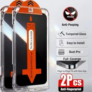 2 Pcs Privacy Tempered Glass Screen Protector, Anti-Dust, Anti-Fingerprint, Bubble-Free, Compatible with iPhone 17 Pro Max to Se3