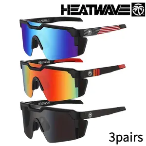 3 counts Heatwave Sport Sunglasses for Men Women UV400 Protection Cycling Running Fishing Outdoor Sports Wrap Around Shades