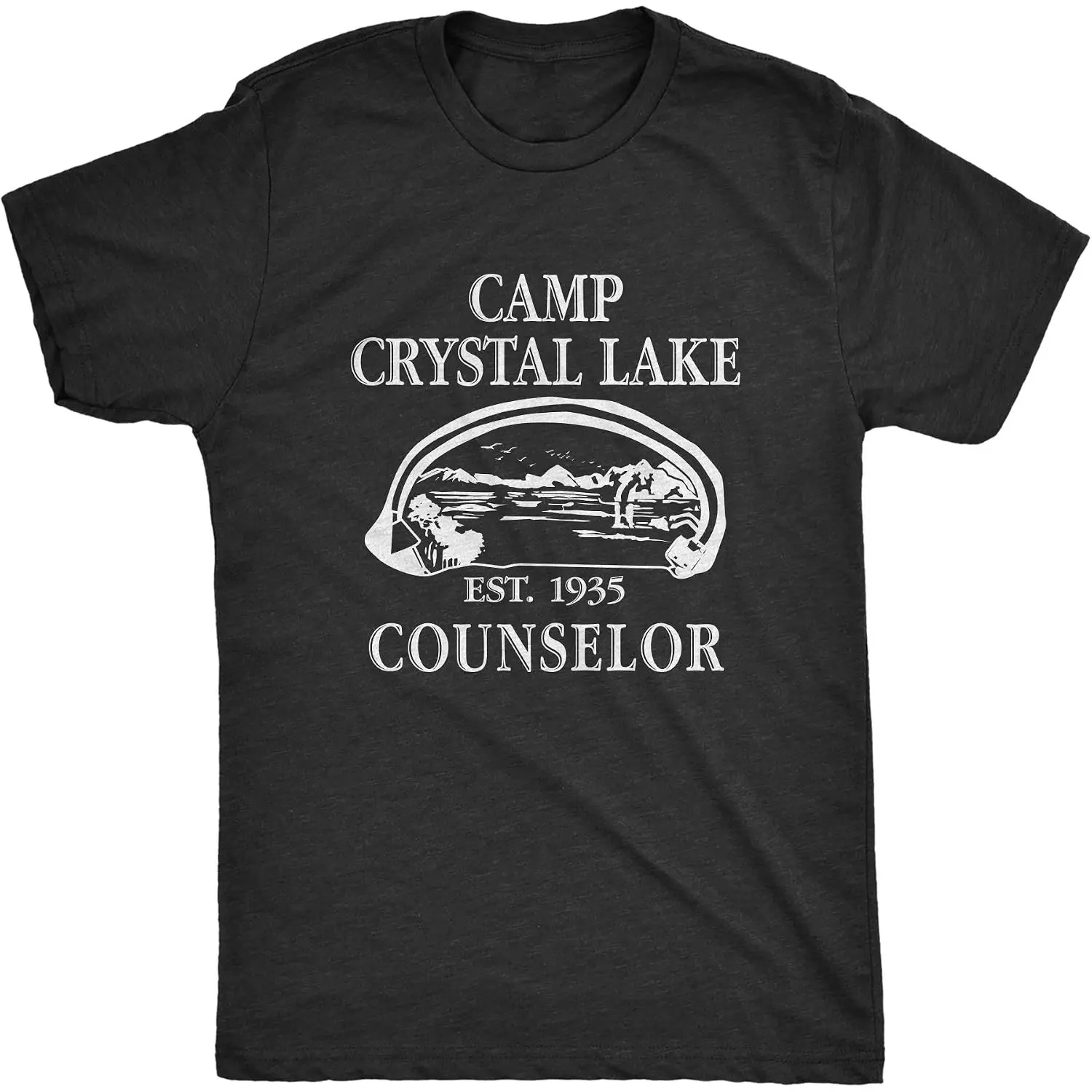 Men's Short-Sleeve Sports T-Shirt - Camp Crystal Lake 1980 Vintage Camping Movie Tee, Soft Cotton, Funny Halloween Apparel, Novelty Camping Top