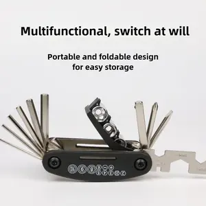 Steel Bicycle Multi-Tool Set, Ergonomic Handle, Portable Box, Bike Repair Kit, Includes Screwdriver, Wrench, Chain Cleaner
