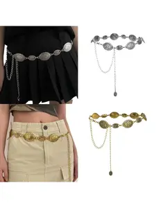 Bohemian ethnic high-end fashionable metal waist chain women's retro casual versatile dress shirt belt