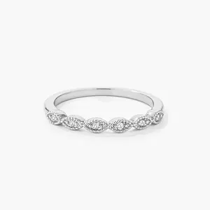 Rhodium Plated Sextus Marquise Delicate Stackable Ring