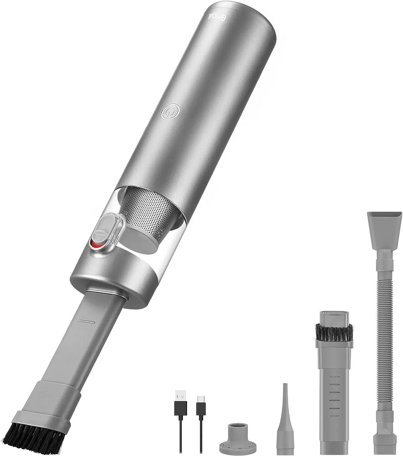 Brigii Crevice Vacuum, Handheld Vacuum & Air Duster & Hand Pump 3 in 1, Cordless Mini Vacuum, 3 Kinds of Crevice Nozzles, Lightweight 1lbs,USB Rechargeable-M1