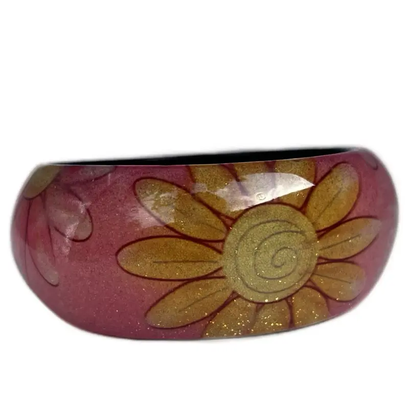 Y2K Glitter Sunflower Bangle Bracelet | 1970s | Fairy Core Vintage Accessories | READ DESCRIPTION | Coquette Fairy Core