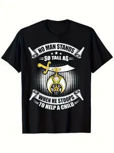 7.5oz Men's Masonic Charity T-Shirt, Freemason Symbol Design, S-Xxxl, Casual Loose-Fit Long Top, All Seasons, Ideal for Events & Gifts