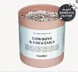 Cowboys & Cocktails, Date Night in Nashville Scented Candle, Plant Based, Eco Glitter by Candier small  batch  candles decorative candle