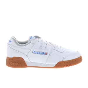 Reebok Workout Plus Mens White Leather Lace Up Lifestyle Sneakers Shoes