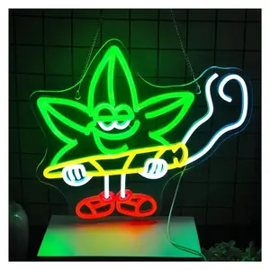 Sign Illuminated Leaf Neon Sign USB Powered Dimmable Light For Bedroom Home Room Home Business Wall Art Decor 37.3cmx32cm