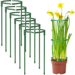 12-Pack Half Round Plant Stakes, Stackable 3-Tier Support for Tomatoes, Monstera, Peonies, Hydrangea, Climbing Plants