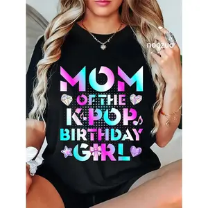 100%25 Cotton Mom of The K-Pop Birthday Girls Korean Music Lovers T-Shirt