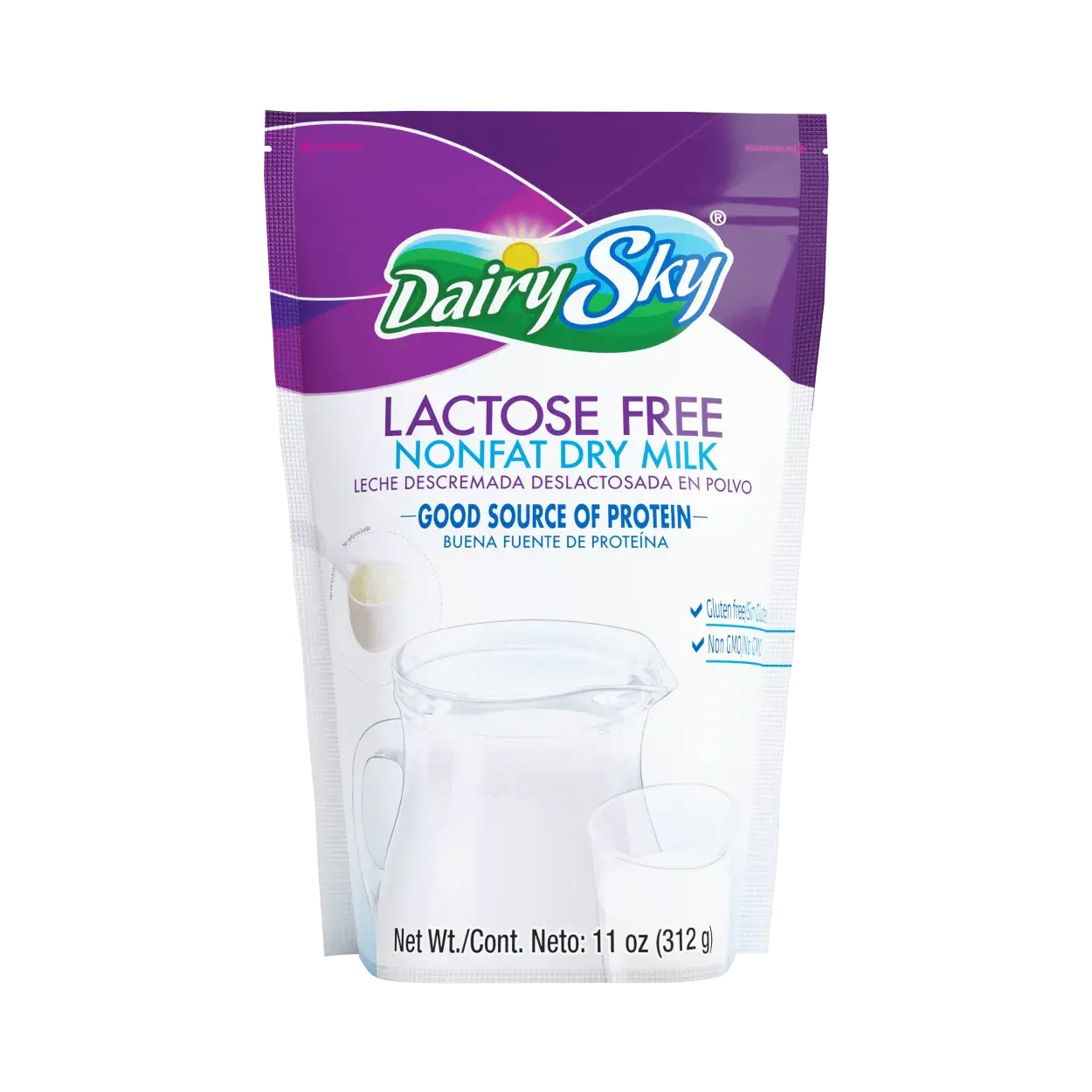 DairySky Lactose Free Milk Powder 11 Oz - Non GMO Fat Free Powdered Milk for Baking & Coffee, Kosher with Protein & Calcium, Great Substitute for Liquid Milk, RBST Hormone Free