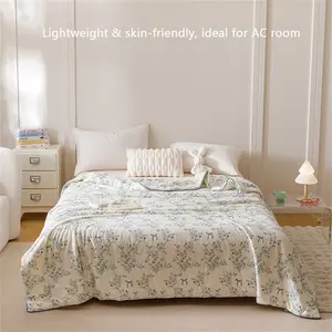 Comfortable Summer Quilt, Cool Cotton Soft Cloud-Like Feel, Breathable Milk Silk Knit Air Conditioning Blanket, Large Size Essential Bedding