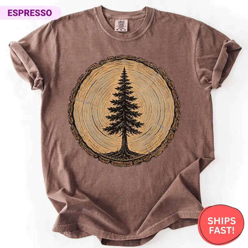 Comfort Colors Pine Tree Shirt, Nature Lover Gift, Camping Tee, Forest Graphic Tee, Woodland Shirt, Cabin Life Gift, Evergreen Nature Tee