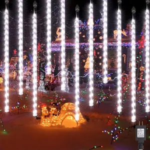 SUNNYGLADE 16.9 Inch 10 Tubes Meteor Shower Lights 360LED Waterproof Falling Rain Drop Christmas Lights Plug in for Indoor & Outdoor Holiday Garden Tree Christmas Party Home Decor