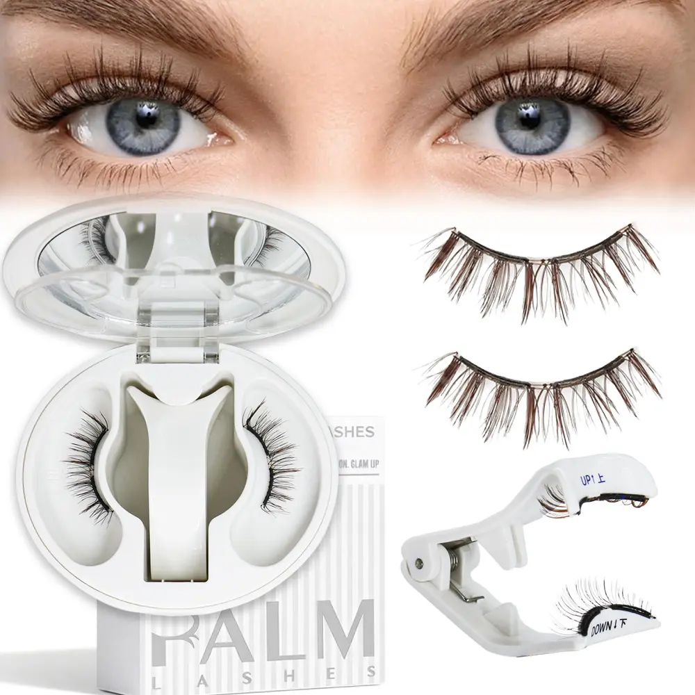 1 Pair Soft Magnetic Eyelashes with Applicator Kit Brown Natural Reusable Soft Magnetic Lashes Without Eyeliner, Glue-free False Eyelashes Lightweight, Waterproof, Easy to Wear, No Makeup Remover Required(Korean Style)