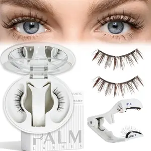 1 Pair Soft Magnetic Eyelashes with Applicator Kit Brown Natural Reusable Soft Magnetic Lashes Without Eyeliner, Glue-free False Eyelashes Lightweight, Waterproof, Easy to Wear, No Makeup Remover Required(Korean Style)