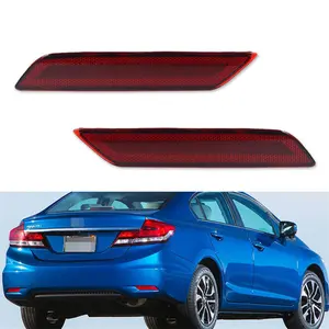 2PCS Red Lens Rear Bumper Bar Reflector Lights Housing Kit For Honda Civic Sedan 2013 2014 2015 Replace OEM part # 33505-TR0-A51 33555-TR0-A51 33505TR0A51 33555TR0A51