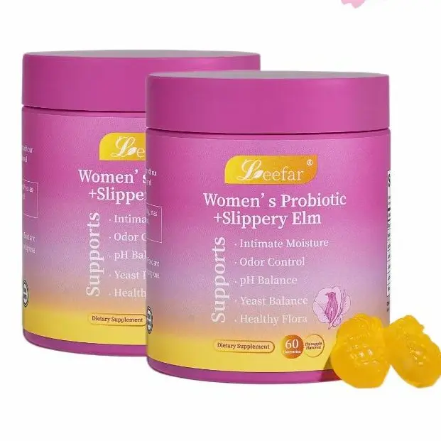 2xx LEEFAR Her Probiotics Gummies- All in One Solution withSlippery Elm and Prebiotics&Lactobacillus Probiotic Blendfor Women's pH Balance and Dryness -HawaiianPineapple Gummies