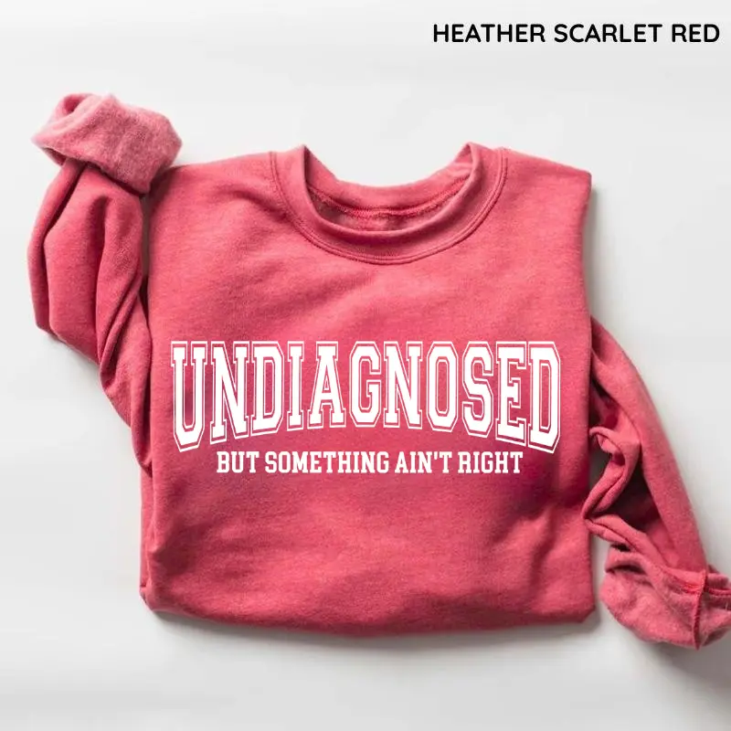 Undiagnosed But Something Ain't Right Sweatshirt, Funny Quote Crewneck, Sarcastic Graphic Sweatshirt, Retro Humor Pullover, Trendy Gift for Women, Cotton Top Womenswear