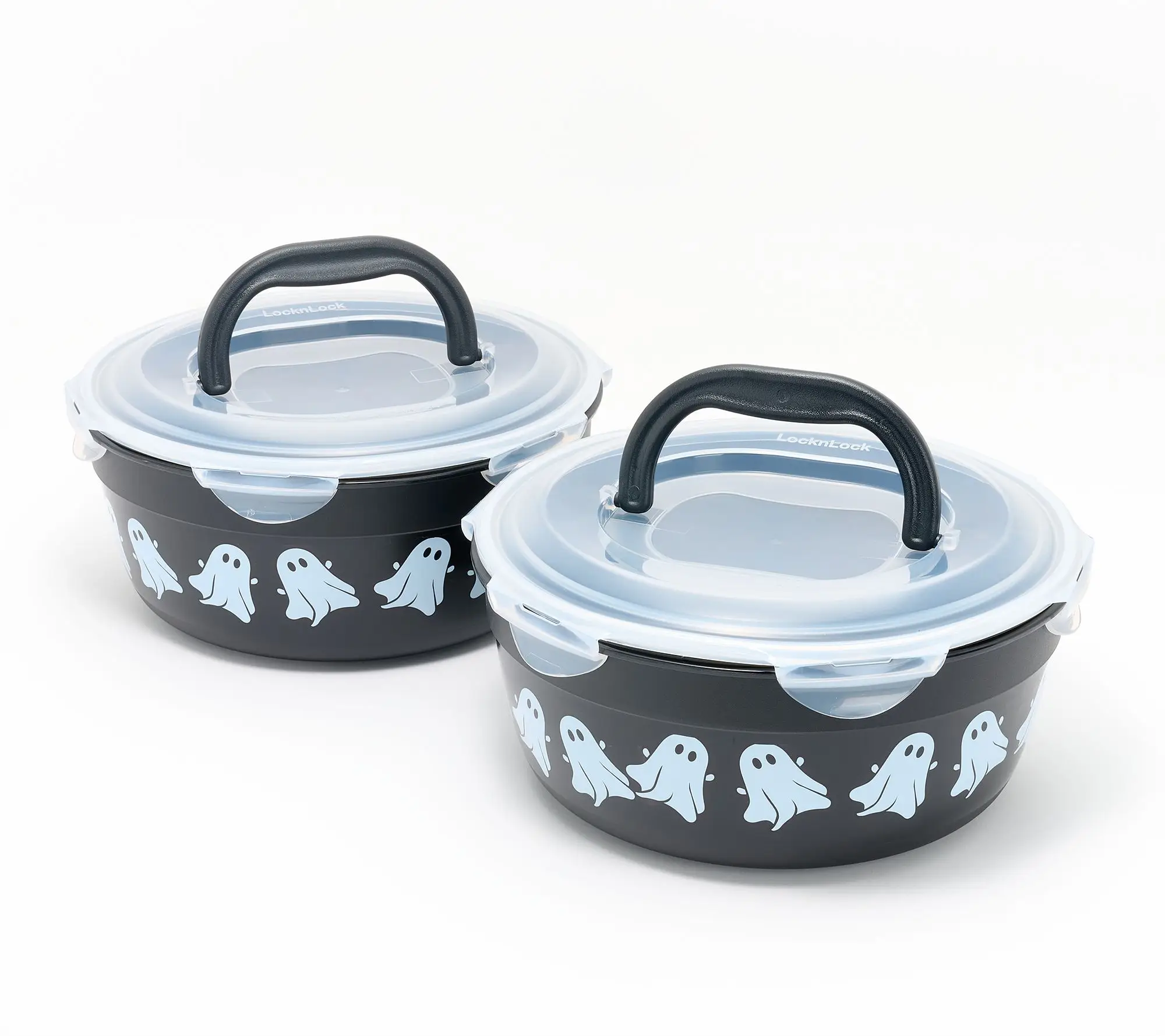 LocknLock Set of 2 Halloween Candy Bowls w/ (2) Handle Lids