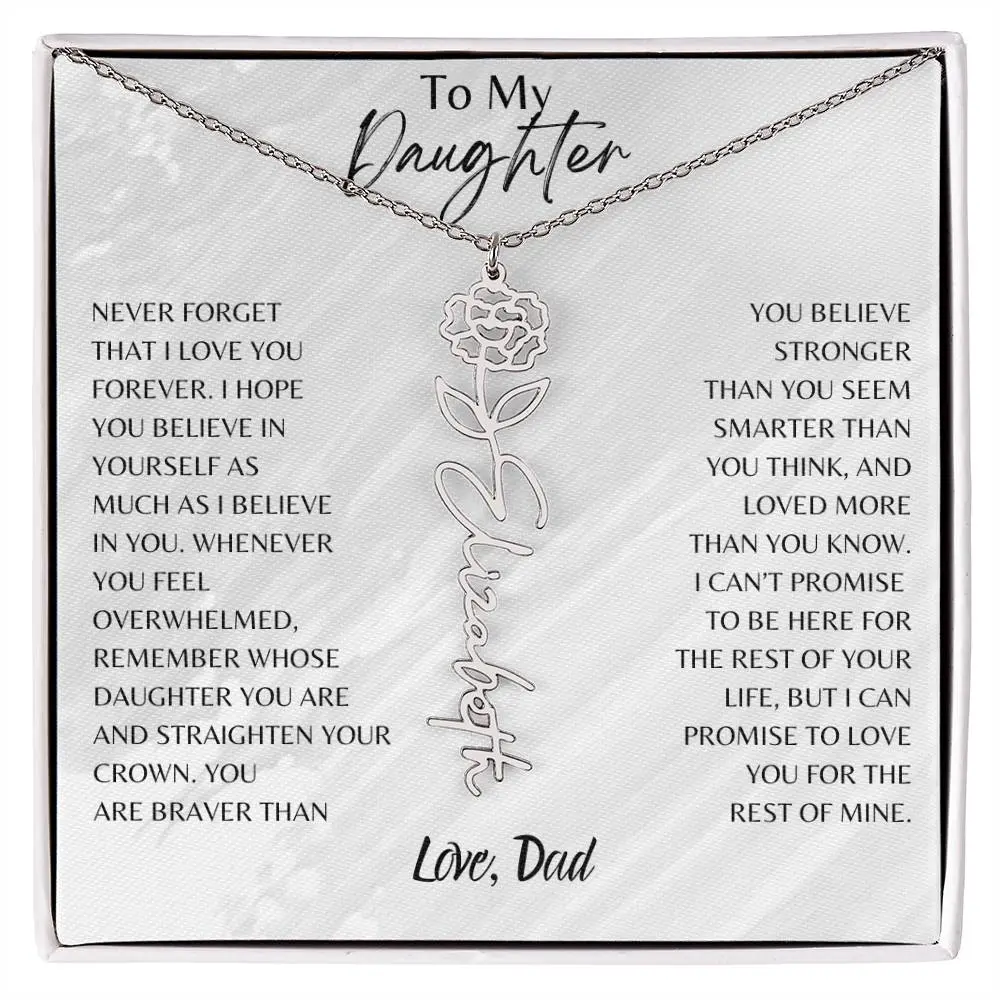 Blossom Name Necklace Personalized Floral Elegance with Adjustable Chain & Detailed Flower Pendant for Daughter From Dad Unisex Gift